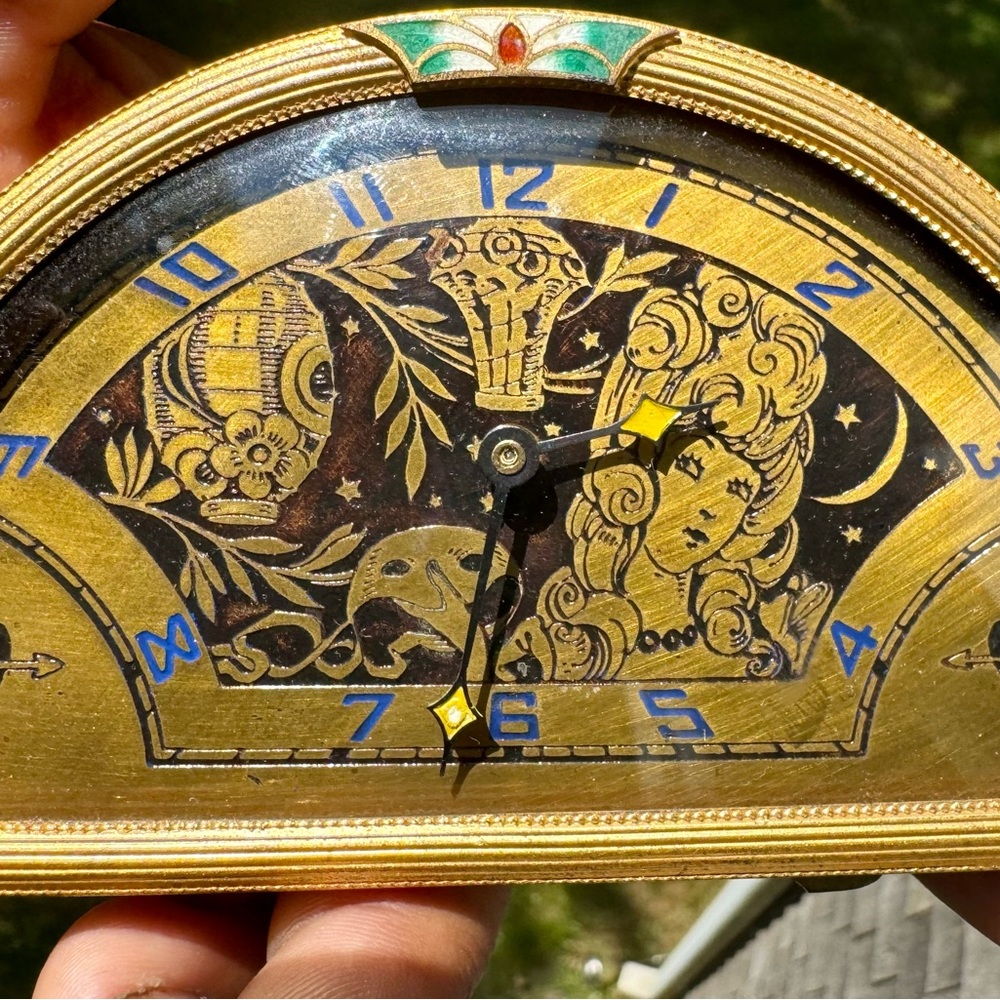 Art Deco Silvercraft carriage Clock Gold